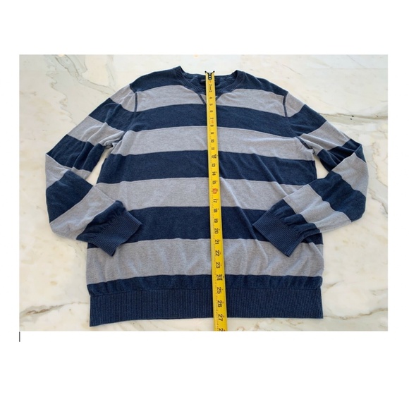 BANANA REPUBLIC NAVY BLUE GRAY STRIPE SWEATER XL - Picture 14 of 15